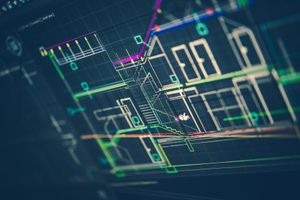 Architectural blueprint displayed on a computer monitor.