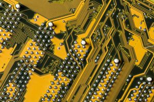 A detailed printed circuit board.