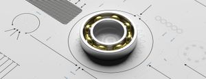 Detailed mechanical design diagram of a ball bearing.