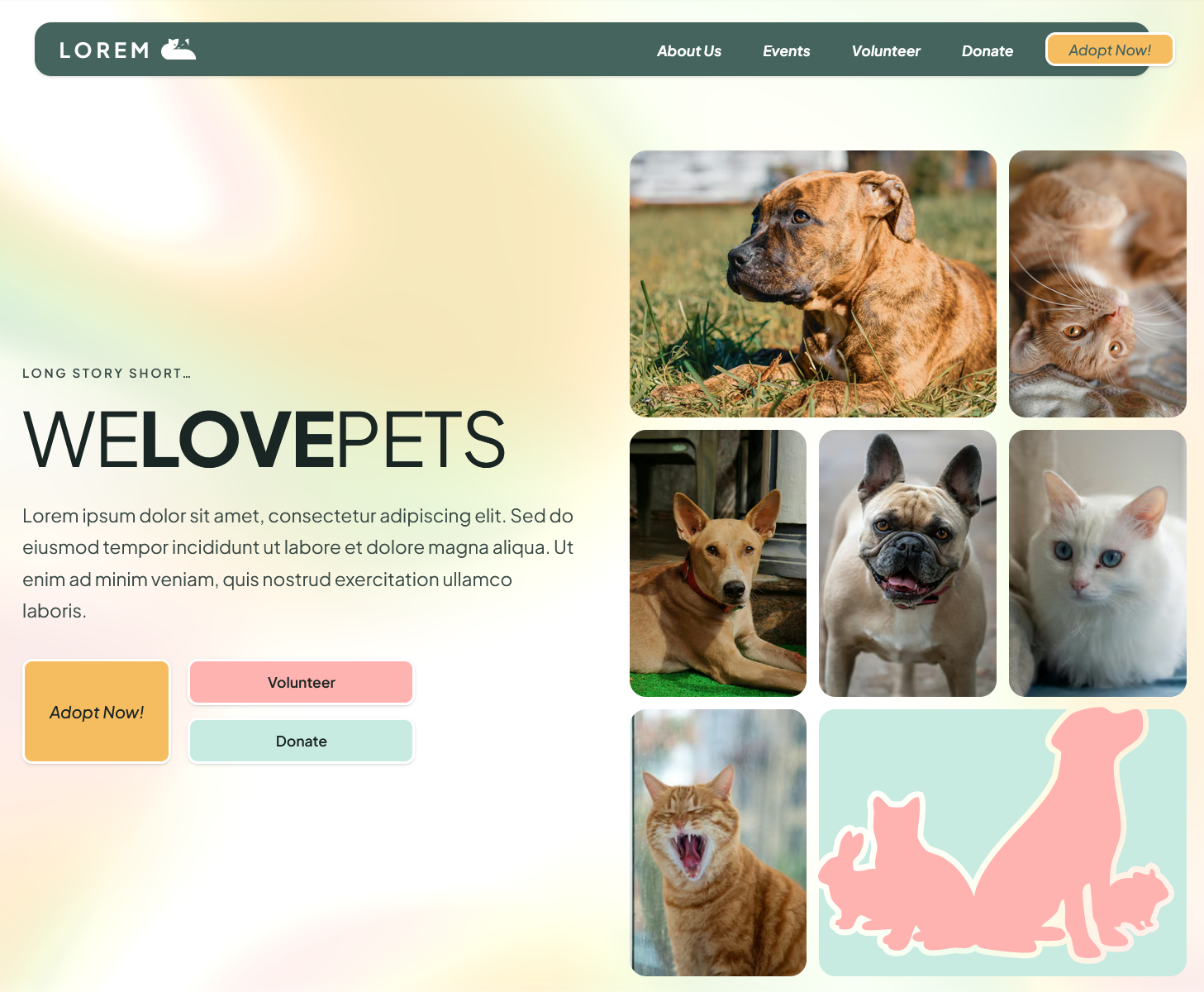 Lorem Shelter — adoptable pet listings
