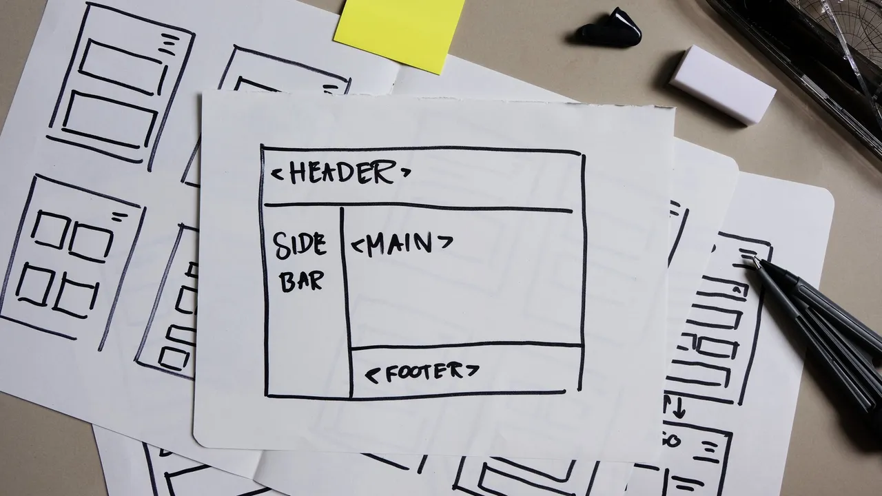 Website wireframe design concept showing a user interface layout.